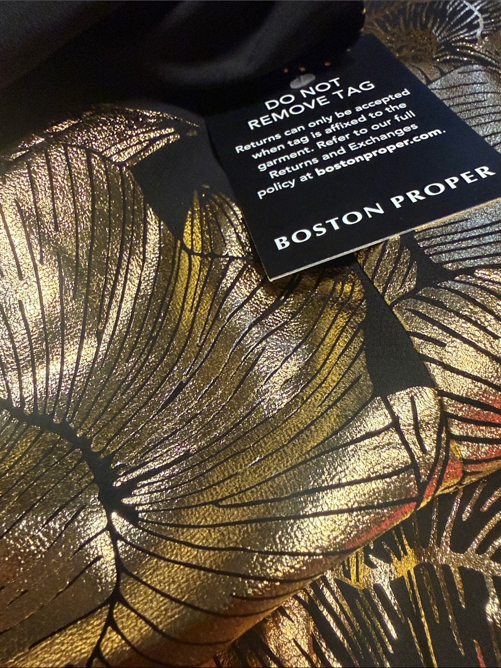 Boston Proper Black and Gold Marble-Print Spaghetti-Strap Maxi Dress - Picture 3 of 3